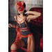 Markano Kırmızı Maskr Ve Harness Fantezi Kostüm