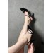 Markano Klas Siyah Rugan Dekolte Detaylı Kadın Topuklu Ayakkabı