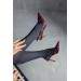 Markano Lecarte Bordo Rugan Düz Kadın Topuklu Ayakkabı