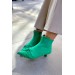 Markano Lucia Yeşil Mat Saten Büzgülü Kadın Topuklu Bot