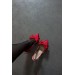 Markano Magenta Kırmızı Fiyonklu Kadın Topuklu Ayakkabı