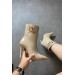 Markano Masha Bej Rugan Tokalı Kadın Topuklu Bot
