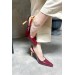 Markano Merica Bordo Rugan Gold Toka Detaylı Kadın Topuklu Ayakkabı