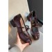 Markano Mişa Bordo Rugan Çift Toka Detaylı Kadın Topuklu Ayakkabı