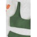Markano  Özel Fitilli Kumaş Tankini Bikini Üstü Yeşil