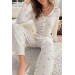 Markano Özel Örme Kumaş Baskılı Uzun Kollu Pijama Takımı Çok Renkli