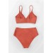 Markano Özel Tasarım Önden Çarpraz Bikini Üstü Kırmızı