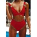 Markano  Özel Tasarım Yüksek Bel Bikini Takım Kırmızı