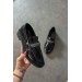 Markano Pensa Sıyah Rugan Taşlı Kadın Loafer Ayakkabı