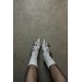 Markano Platte Gumus Rugan Çift Toka Pimli Kadın Topuklu Ayakkabı