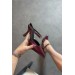 Markano Rei Bordo Rugan Toka Detaylı Kadın Topuklu Ayakkabı