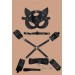 Markano Siyah Maske,El Bacak Ve Bağlama,Ağız Topu 6 Li Deri Set 