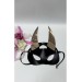 Markano Siyah/Gold Sivri Uclu Kulaklı Deri Maske 