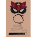 Markano Siyah/Kırmızı Maske Ve Çivili Tasma Deri Set