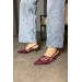 Markano Space Bordo Rugan Üç Toka Detaylı Kadın Topuklu Ayakkabı
