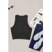 Markano Tek Renk 1 Adet Kadın Kolsuz Örme Kumaş Bluz Crop Siyah