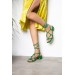 Markano Vera Yeşil Örgülü Bağlamalı Kadın Topuklu Ayakkabı