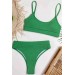 Markano Yüksek Bel Fitilli Kumaş Bikini Altı Yeşil