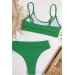 Markano Yüksek Bel Fitilli Kumaş Tankini Bikini Takım Yeşil