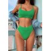 Markano  Yüksek Bel Fitilli Kumaş Tankini Bikini Üstü Yeşil