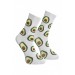 Unisex Avokado Desenli Çorap Beyaz - Lksçrp03