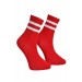 Unisex Beyaz Çift Şeritli Çorap Kırmızı - Lksçrp09