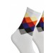 Unisex Renkli Kare Çorap Beyaz - Lksçrp16