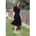 Barbora Keten Günlük Yazlık Ofis Kadın Elbisesi 208Siyah