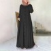 Barbora Keten Günlük Yazlık Tam Boy Tesettür Kadın Elbise Bt391Siyah3