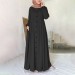Barbora Keten Günlük Yazlık Tam Boy Tesettür Kadın Elbise Ln391Siyah