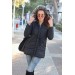 Barbora Kışlık Yaka Kürklü Uzun Kadın Şişme Mont Bt122Siyah10