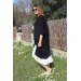 Barbora Keten Yazlık Günlük Tasarım Kadın Elbise 263Siyah