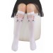 Kız Çocuk Beyaz Pamuk Desenli Dizaltı Çorap