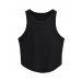 Liona Kadın Oval Etekli Siyah Renk Bisiklet Yaka Crop Top Bluz