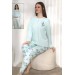 Fawn Kadın Çiçek Desenli 3 Düğmeli Uzun Kol Pijama Takımı (6800)