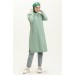 Aysima Yaka Detaylı Kapşonlu Sade Basic Sweatshirt - 3032 - Çağla Yeşili