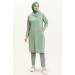 Aysima Yaka Detaylı Kapşonlu Sade Basic Sweatshirt - 3032 - Çağla Yeşili
