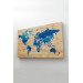 Ahşap Görünümlü Dünya Haritası Ayrıntılı Ve Dekoratif Kanvas Tablo 1788 Karışık 125 X 70