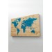 Ahşap Görünümlü Dünya Haritası Ayrıntılı Ve Dekoratif Kanvas Tablo 1789 Karışık 125 X 70