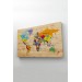 Ahşap Görünümlü Dünya Haritası Ayrıntılı Ve Dekoratif Kanvas Tablo 1790 Karışık 125 X 70