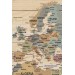 Ahşap Görünümlü Dünya Haritası Ayrıntılı Ve Dekoratif Kanvas Tablo 1813 Karışık 125 X 70