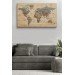 Ahşap Görünümlü Dünya Haritası Ayrıntılı Ve Dekoratif Kanvas Tablo 1813 Karışık 125 X 70