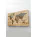 Ahşap Görünümlü Dünya Haritası Ayrıntılı Ve Dekoratif Kanvas Tablo 1813 Karışık 150 X 85