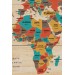 Ahşap Görünümlü Dünya Haritası Dekoratif Kanvas Tablo 2071 Karışık 125 X 70