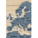 Ahşap Görünümlü Dünya Haritası Ülke Başkentli Kanvas Tablo 1843 Karışık 95 X 55