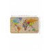 Ahşap Görünümlü Eğitici Detaylı Atlası Dekoratif Dünya Haritası Duvar Sticker  Karışık 
