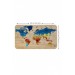 Ahşap Görünümlü Eğitici Detaylı Atlası Dekoratif Dünya Haritası Duvar Sticker Karışık Tek Ebat