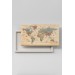 Ahşap Görünümlü Türkçe Dünya Haritası Sembollü Eğitici Ve Öğretici Dekoratif Kanvas Tablo 2951 Karışık 95 X 55