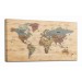 Ahşap Görünümlü Türkçe Dünya Haritası Son Derece Ayrıntılı Eğitici Ve Dekoratif Kanvas Tablo 2991 Karışık 125 X 70