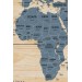 Ahşap Görünümlü Türkçe Dünya Haritası Ülke Başkentli Kanvas Tablo 1842 Karışık 95 X 55